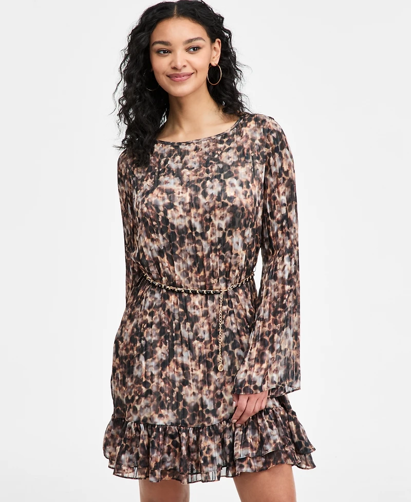 Guess Women's Long-Sleeve Ilenia Pleated Dress