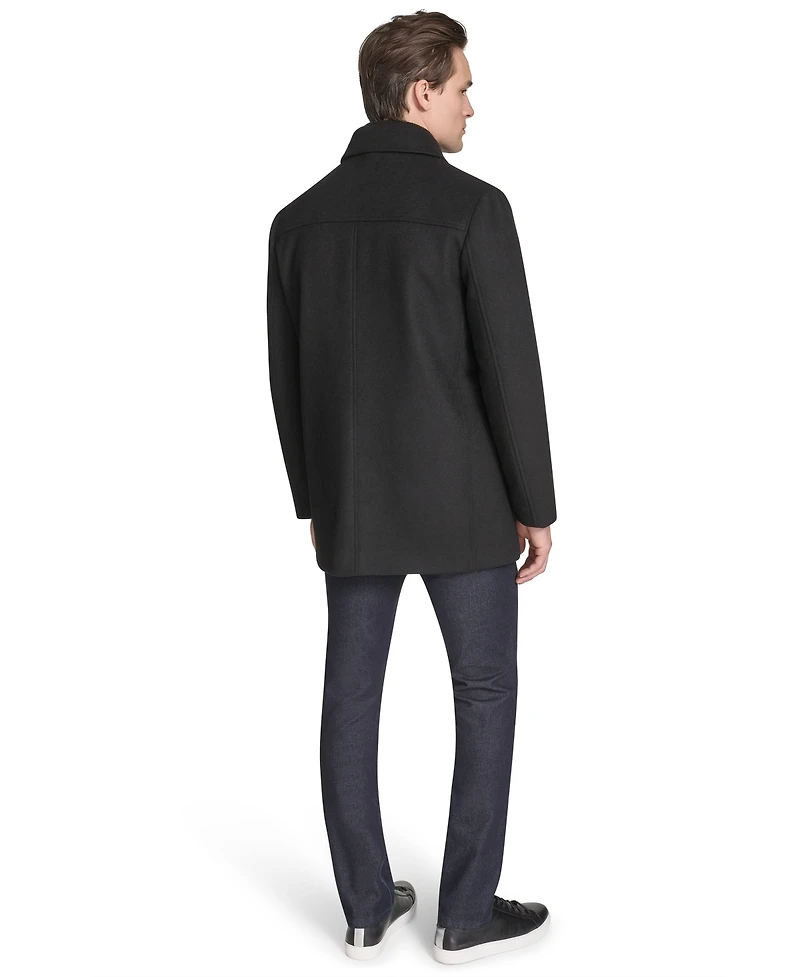 Kenneth Cole Men's Stand-Collar Zip-Bib Button Car Coat