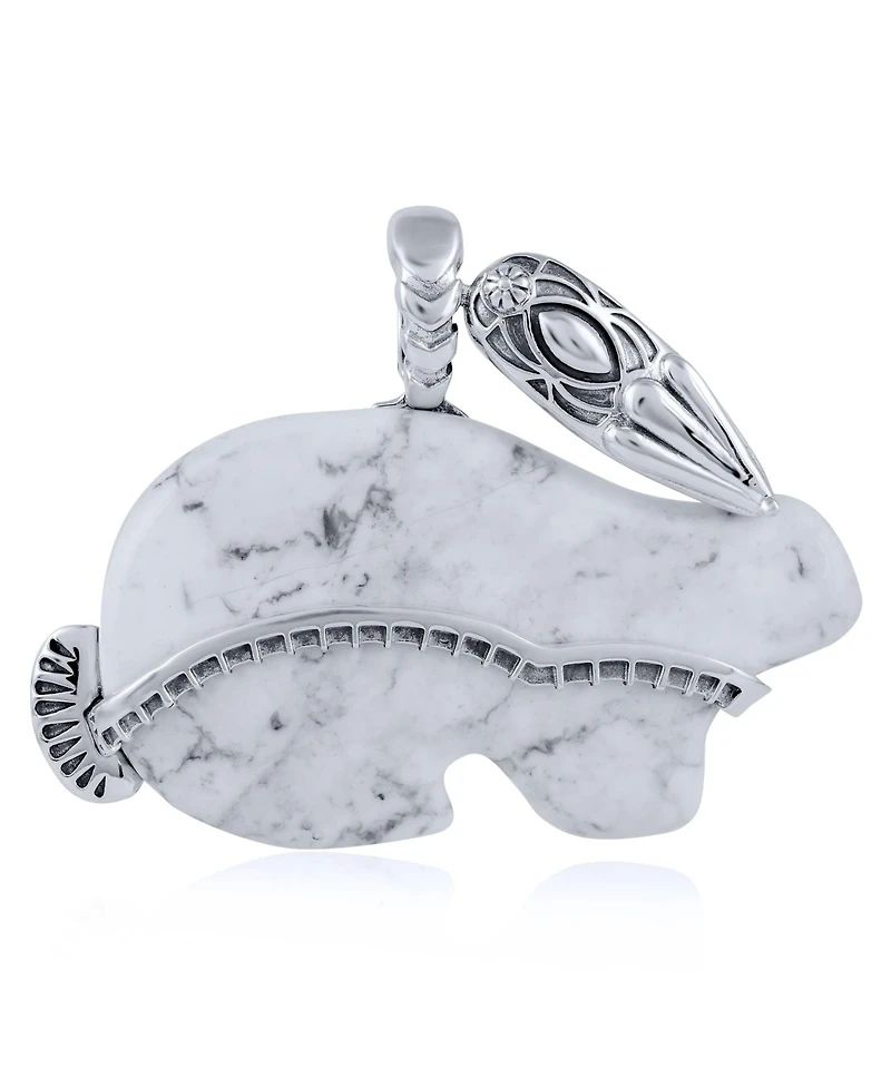 American West Jewelry Sterling Silver White Howlite Rabbit "Trickster" Pendant Enhancer