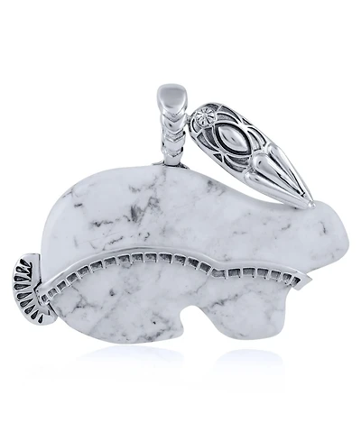 American West Jewelry Sterling Silver White Howlite Rabbit "Trickster" Pendant Enhancer