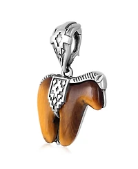 American West Jewelry Sterling Silver Tiger's Eye Horse Pendant Enhancer