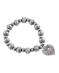 American West Jewelry Sterling Silver Rhodochrosite Heart Charm Bead Bracelet