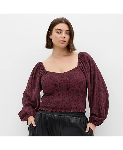 City Chic Plus Abbie Floral Print Top