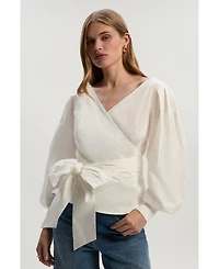 Karen Millen Women's Woven Wrap Detail Blouse