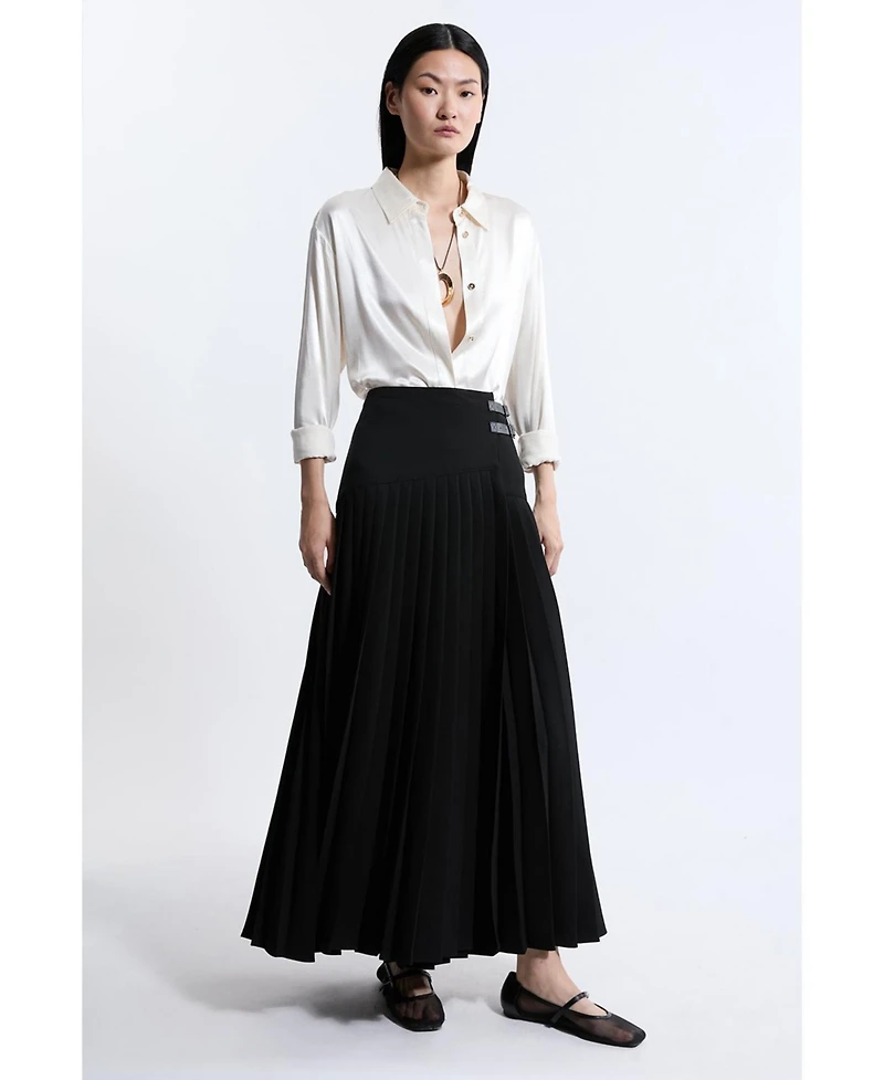 Karen Millen Women's Buckle Detailed Maxi Skirt
