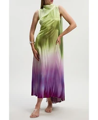 Karen Millen Women's Ombre Satin Cape Midi Dress