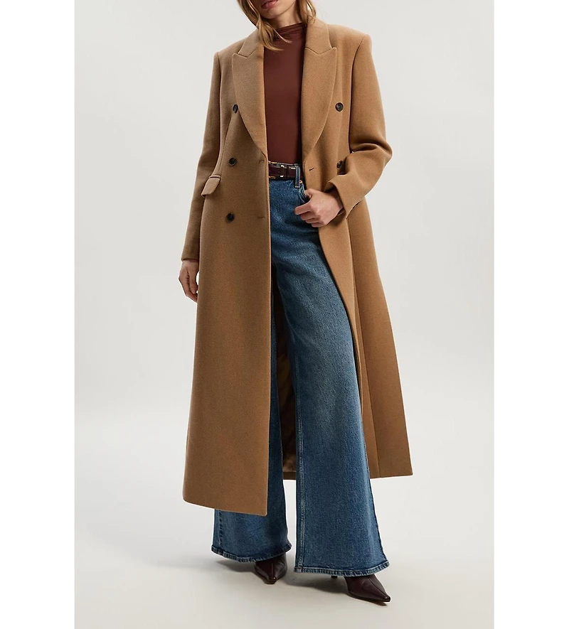 Karen Millen Women's Wool Double Breasted Tailored Maxi Coat