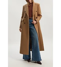 Karen Millen Women's Wool Double Breasted Tailored Maxi Coat