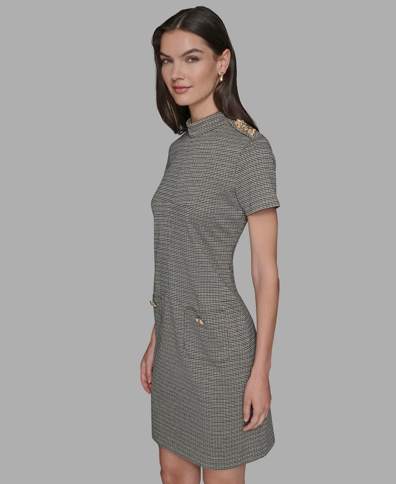 Karl Lagerfeld Paris Women's Houndstooth Pocket Dress