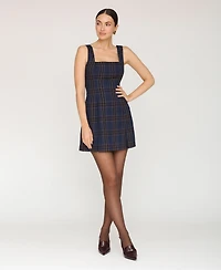 Avec Les Filles Women's Sleeveless Plaid Mini Dress