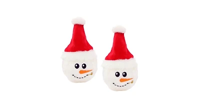 Mighty Small Snowball Santa Hat 2 Pack, Durable Squeaky Dog Toy
