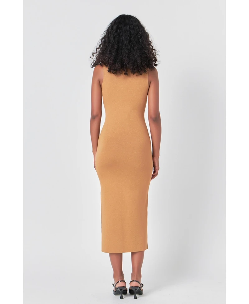 endless rose Women's Lurex High Neck Midi Dress