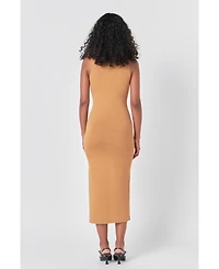 endless rose Women's Lurex High Neck Midi Dress
