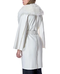 Julia & Stella by Maximilian Women's Wool Blend Belted Trim Coat