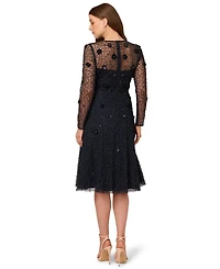 Adrianna Papell Women's Beaded Velvet Midi Dress
