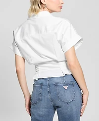 Guess Women's Julie Solid Tie-Front Button-Down Top