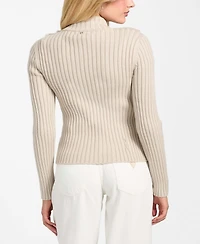 Guess Women's Mila Mixed Media Faux-Fur Zip-Front Cardigan