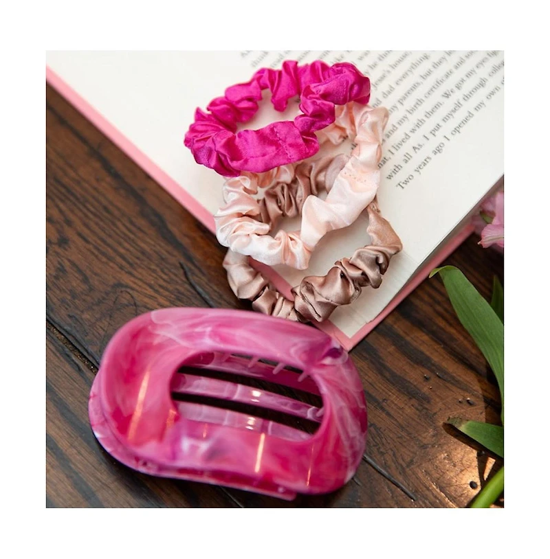 Headbands of Hope Large Oval Hair Clip Set of 2 – Soft Pink + Pink Marble