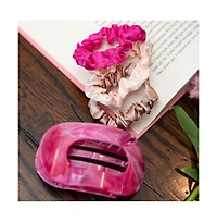 Headbands of Hope Large Oval Hair Clip Set of 2 – Soft Pink + Pink Marble