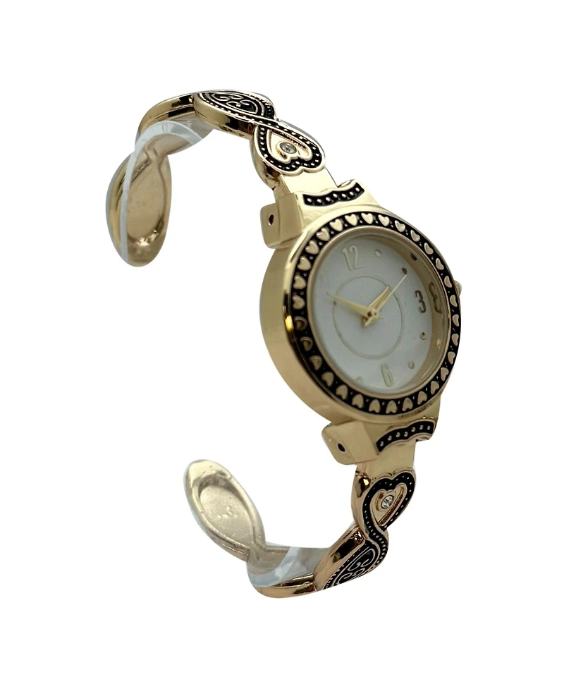 Olivia Pratt Elegant Heart Detailed Band Bangle Women Watch