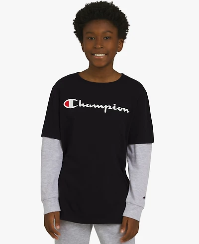 Champion Boys 8-20 Layered-Look Logo Graphic Crewneck T-Shirt