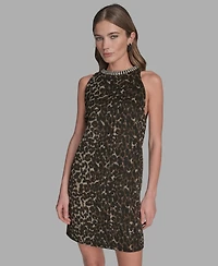 Bcbg Women's Rhinestone Collar Halter Neck Dress
