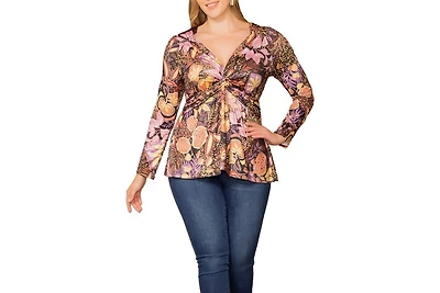 Kiyonna Women's Plus Abigail Long Sleeve Twist Top