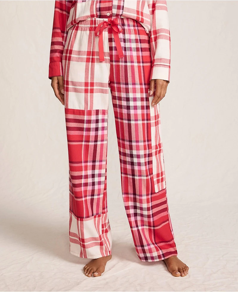 Lands' End Women's Flannel Patchwork Wide Leg Sleep Pants