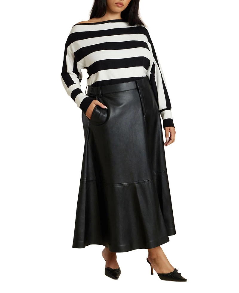 Eloquii Plus Faux Leather Midi Skirt