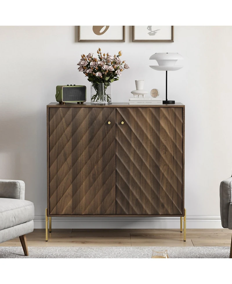 Streamdale Walnut Mid-Century Modern Sideboard Buffet