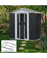 Streamdale Outdoor Storage Sheds 6FTx4FT Apex Roof Grey With Base Frame Garden Shed