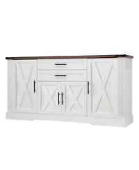 Streamdale Furniture Streamdale 63" Farmhouse Barn Door Cabinet with Drawers & Shelves, White