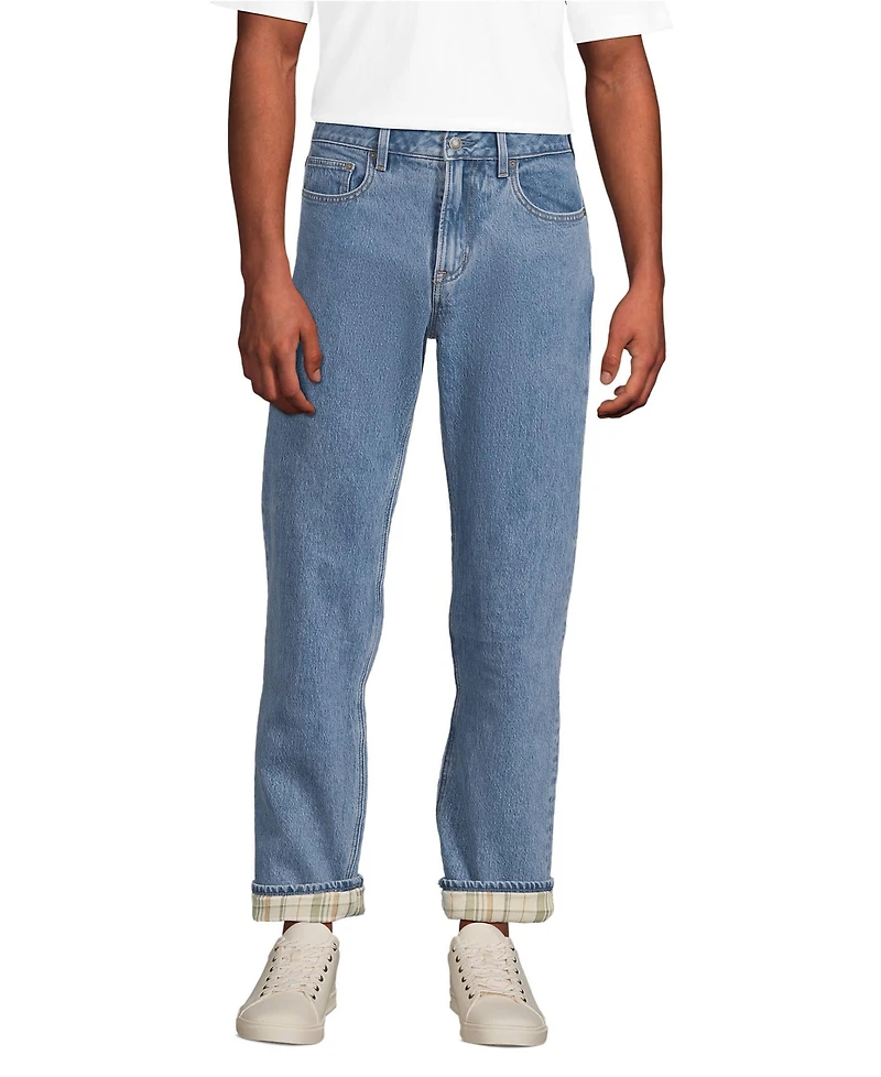 Lands' End Men's Stretch Comfort Waist Classic Fit Flannel Lined Jean