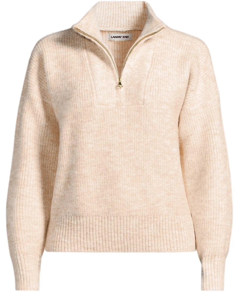 Lands' End Women's Fuzzy Wedged Quarter Zip Sweater