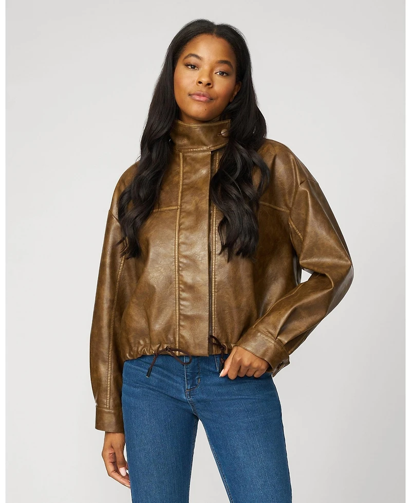 Cable & Gauge Women's Unstructured Faux Leather Bomber