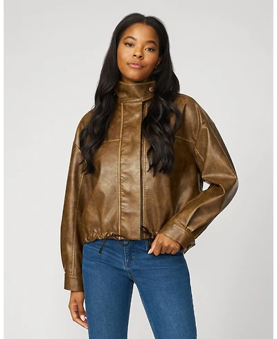 Cable & Gauge Women's Unstructured Faux Leather Bomber