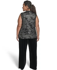 Calvin Klein Plus Novelty Printed Ruched Top