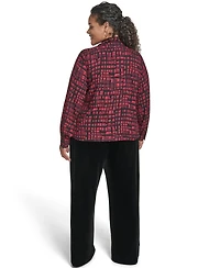 Calvin Klein Plus Printed Long Sleeves Tie Neck Top