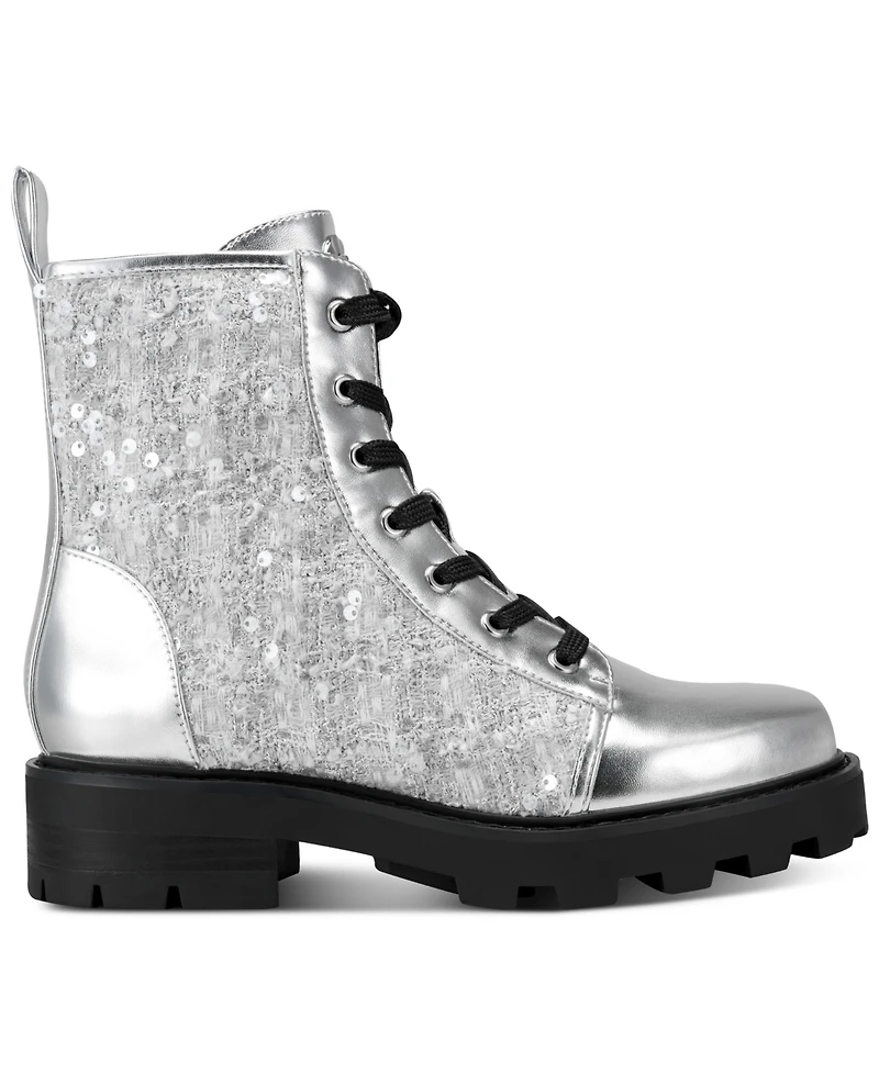 Karl Lagerfeld Paris Women's Marlee Sequin Combat Boots