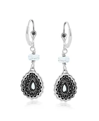 American West Jewelry Sterling Silver White Howlite Pear-Shaped Concha Lever Back Earrings