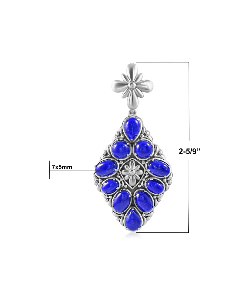 American West Jewelry Sterling Silver Lapis Diamond Shaped Cluster Pendant Enhancer