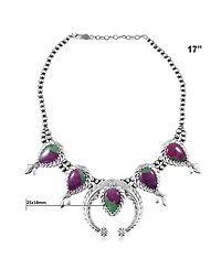 American West Jewelry Sterling Silver Ruby Zoisite Pear-Cut Squash Blossom Necklace, 17 to 20 Inches