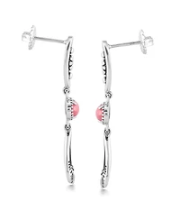 American West Jewelry Sterling Silver Rhodonite Teardrop Double Loop Gemstone Earrings