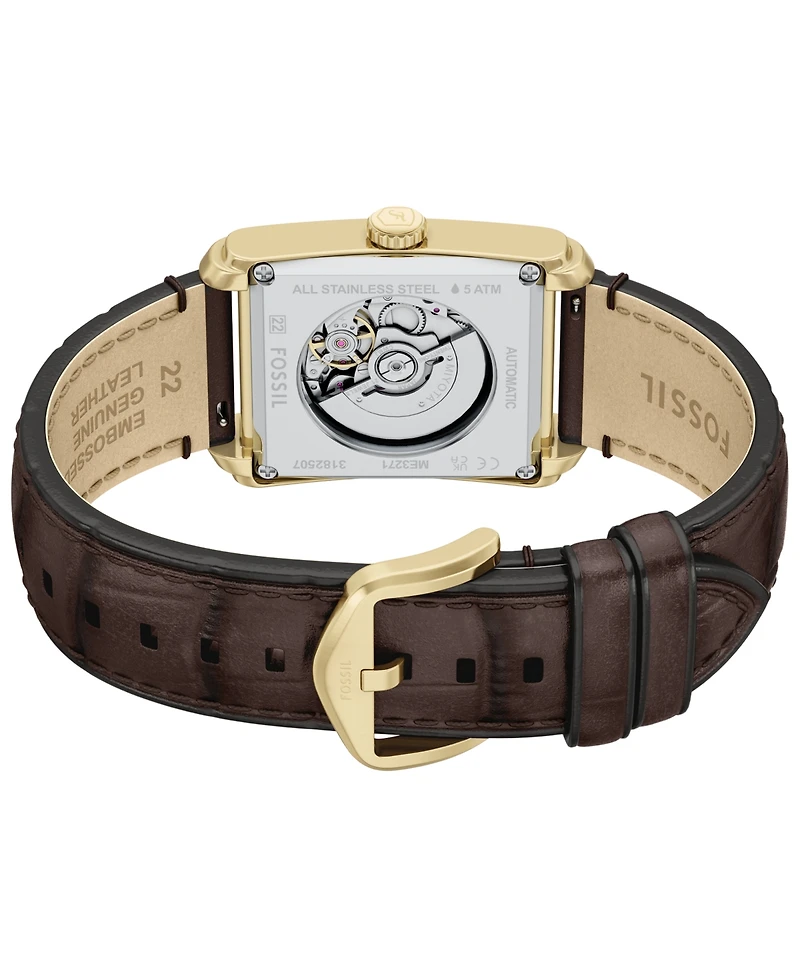 Fossil Men's Carraway Automatic Brown Croco Leather Watch