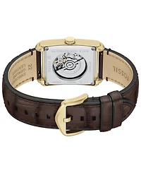 Fossil Men's Carraway Automatic Brown Croco Leather Watch
