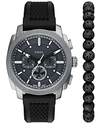 Fossil Men's Machine Chronograph Black Silicone Watch, 44mm