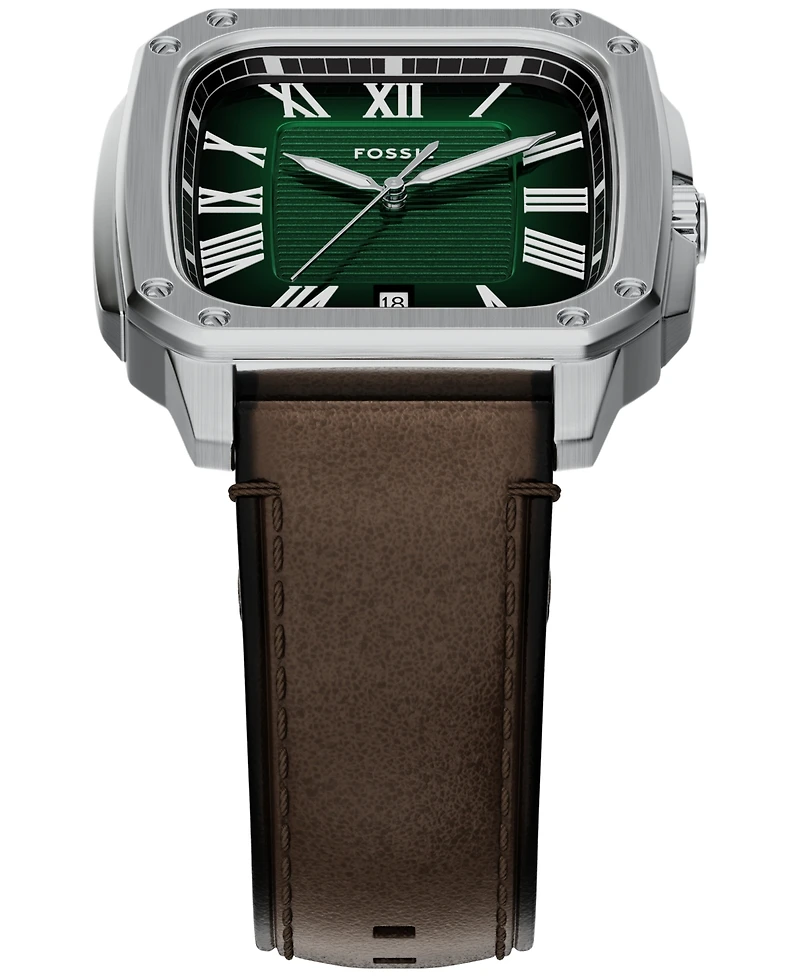 Fossil Men's Crosby Three-Hand Brown Leather Watch, 42mm