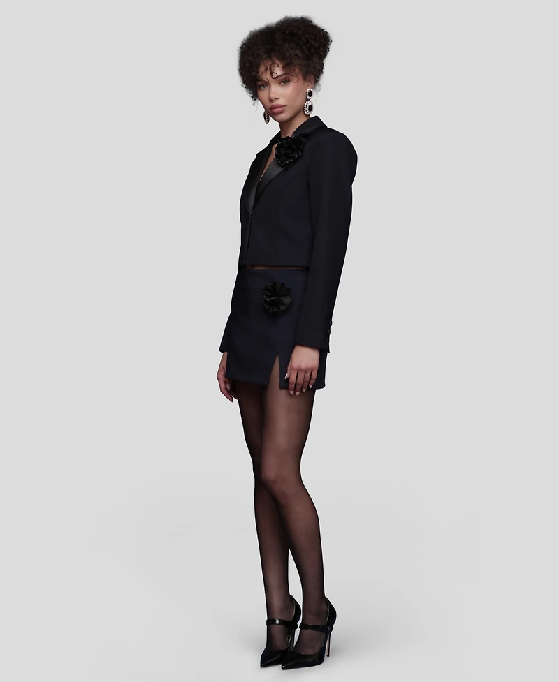 Avec Les Filles Women's Lapel Cropped Blazer