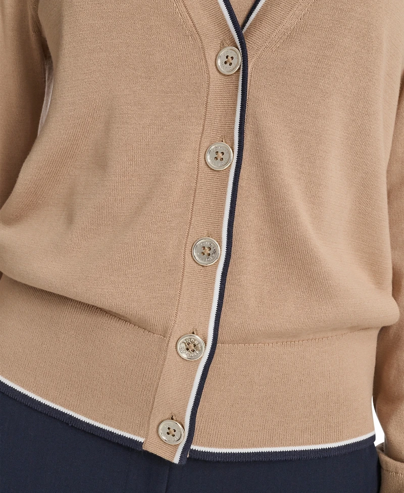 Tommy Hilfiger Women's Tipped V-Neck Cardigan Set