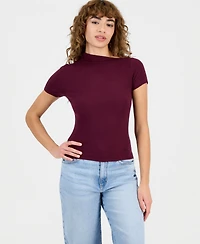 Guess Women's Short-Sleeve Asymmetric-Neck Damiana Top